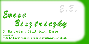 emese bisztriczky business card